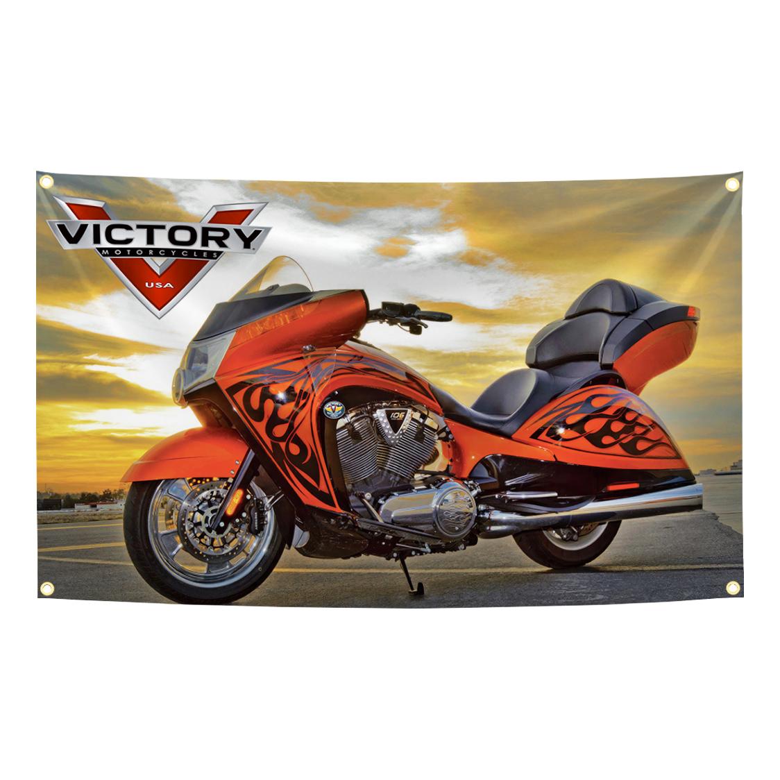 Jmg Household Supplies 90X150cm V-Victorys Motorcycles Flag Racing Tapestry Polyester Digital Printing Banner For Garage Wall Art Out Door Decoration