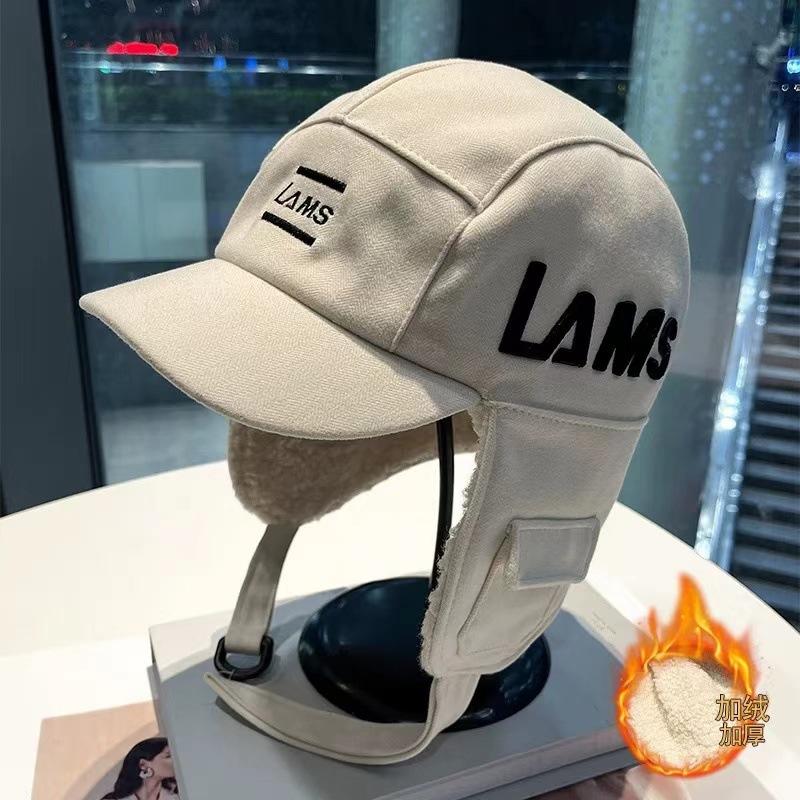 

Осінньо-зимовий новий вовняний вовняний теплий захисний капелюх з алфавітом для чоловіків і жінок, холодостійкий на відкритому повітрі з ягнятиної вовни Lei Feng, бавовняний капелюх M (56-58cm) embroidered letter mark LAMS бежевий