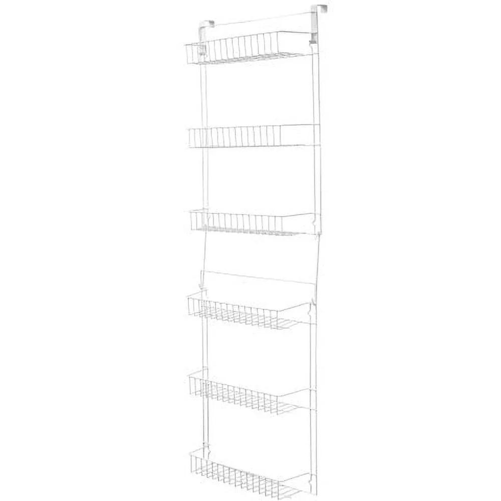 Over the Door Organizer 6-Tier Adjustable Pantry Rack Space Saving Hanging Storage Shelves Kitchen Bathroom Bedroom Laundry