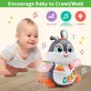 Wanonoo Easter Bunny Toys for 6 To 12 Months Baby Musical Crawling Toy for 1 Year Old Gilrs Boys, Light Up Walking Interactive Toys, Easter Gifts for