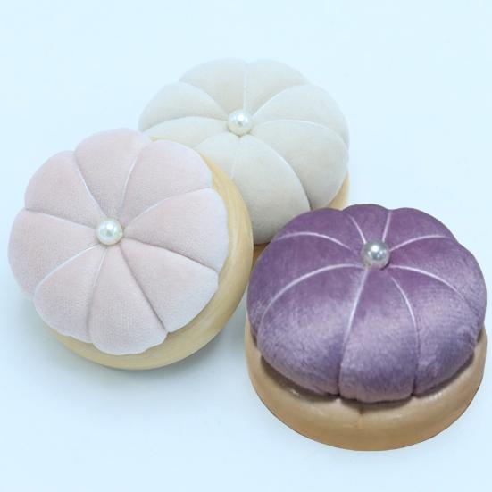 Cojín de alfiletero relleno con forma de calabaza, almohadilla de aguja de coser de franela con base de madera para proyectos de costura, manualidades de bricolaje