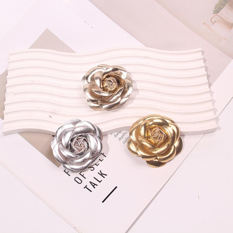 Leather Camellia Brooches For Women Elegant Big Flower Pins Scarf Buckle  Jewelry Coat Accessories Brooch