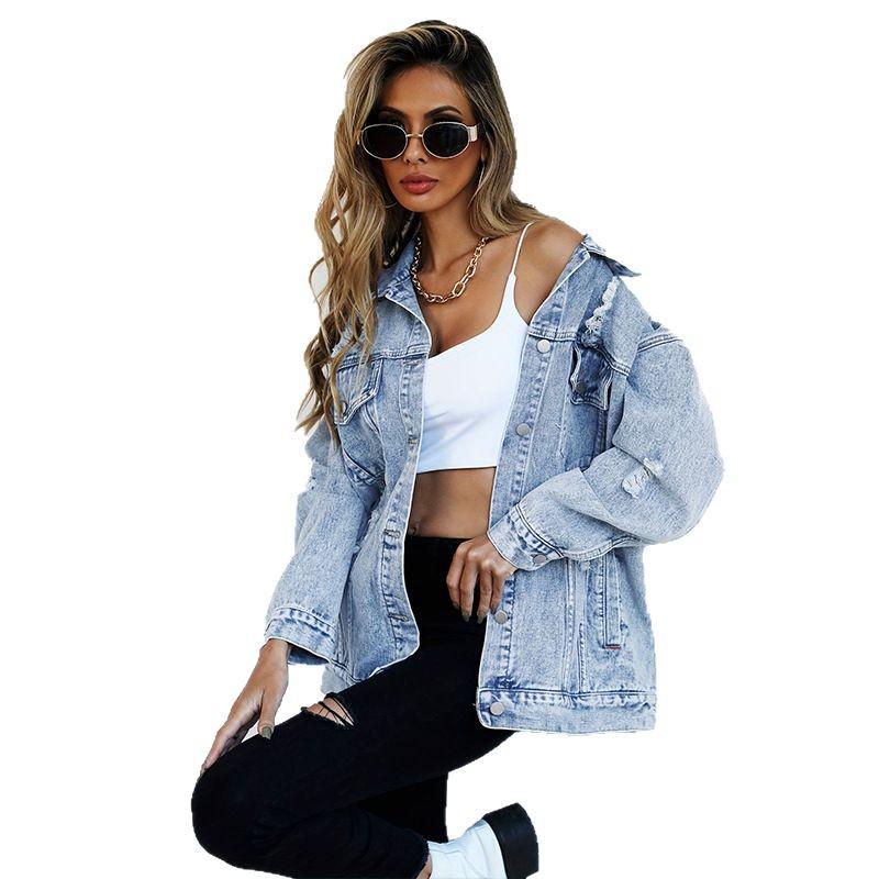 2026 Mohair Denim Jacket: Loose-Fit, Ripped, Versatile Women's Coat - European & American Harajuku Style
