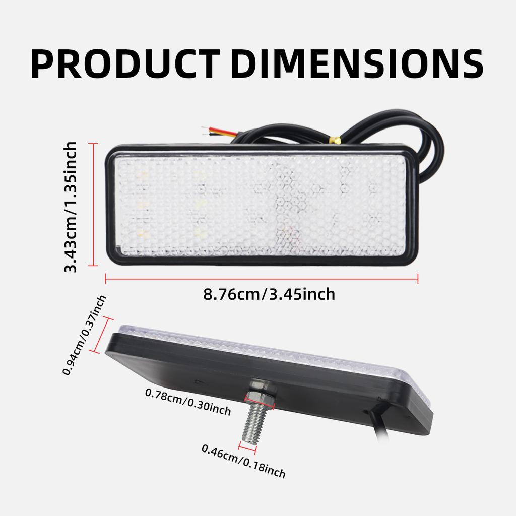 12V Motorcycle Rectangle LED Signal Lights LED Strobe Flashing Light DRL Driving Lamp Motorcycles Tail Brake Light