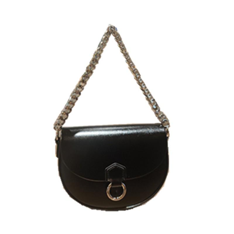 Luxury Textured Genuine Leather Saddle Bag Women Shoulder Underarm Crossbody French Style Square