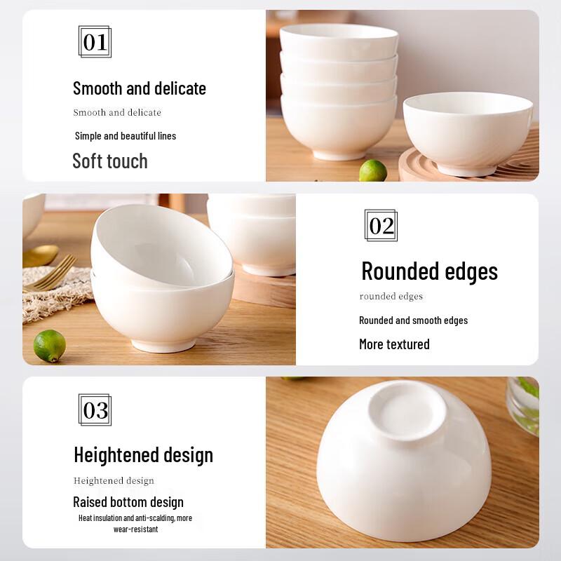 4.5-inch Ceramic Rice and Soup Bowls, 10-Pack