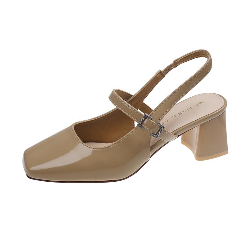 Spring Shoes for Women Mary Janes Black Patent Leather Square Toe Sexy Party Square Heel Ladies Shoes Zapatos Para Mujeres