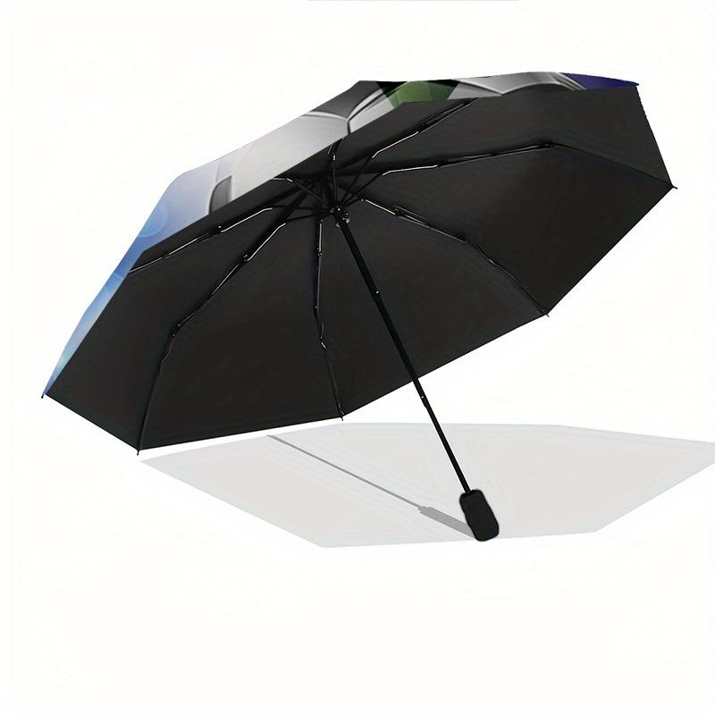 Soccer Automatic Folding Umbrella 8 Ribs Lightweight Design, Durable Iron Frame, Compact and Portable, Ideal Birthday or Christmas Gift, B