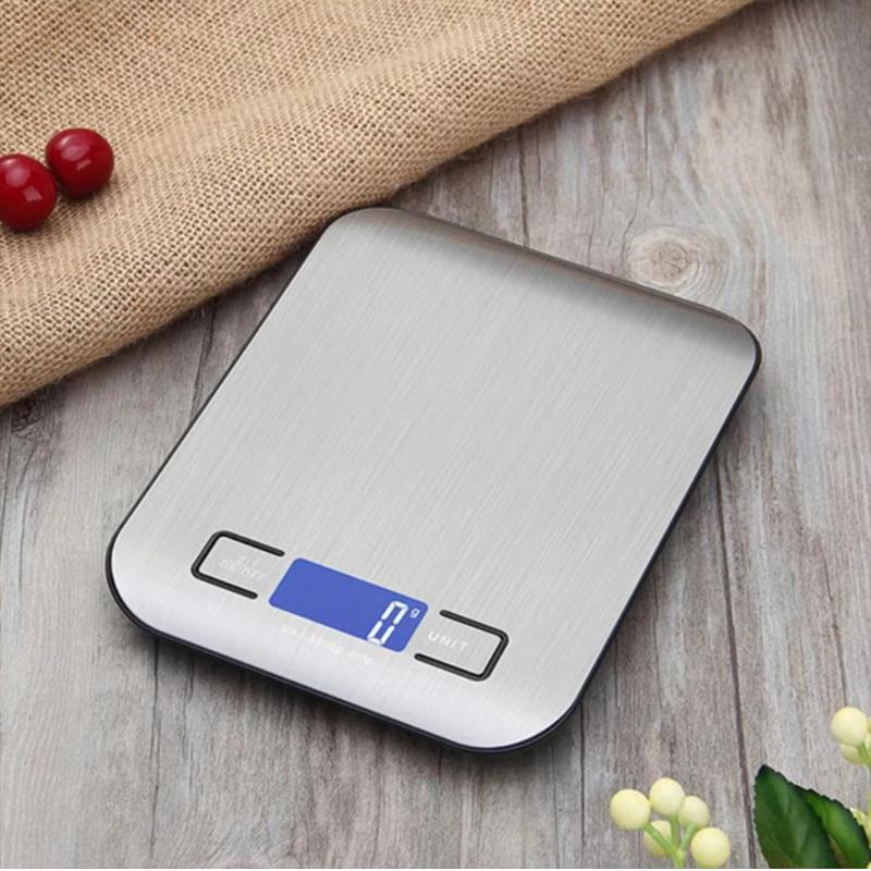 Stainless Steel Digital Kitchen Scale 1G Precision 5Kg Capacity Tare Function For Cooking Baking Food Weighing