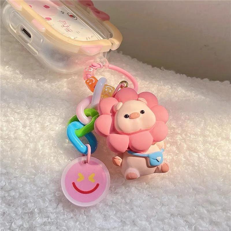 Keychain Accessories Keyring Car Keychain Cartoon Sunflower Pig Key Chain Backpack Pendant Decoration Keyring Creative Gifts