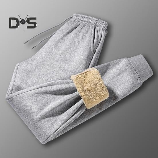 Pantaloni invernali da uomo in pile spesso con coulisse, elastico in vita, tasche con ritenzione del calore, tinta unita, caldi, sportivi, da viaggio e da lavoro