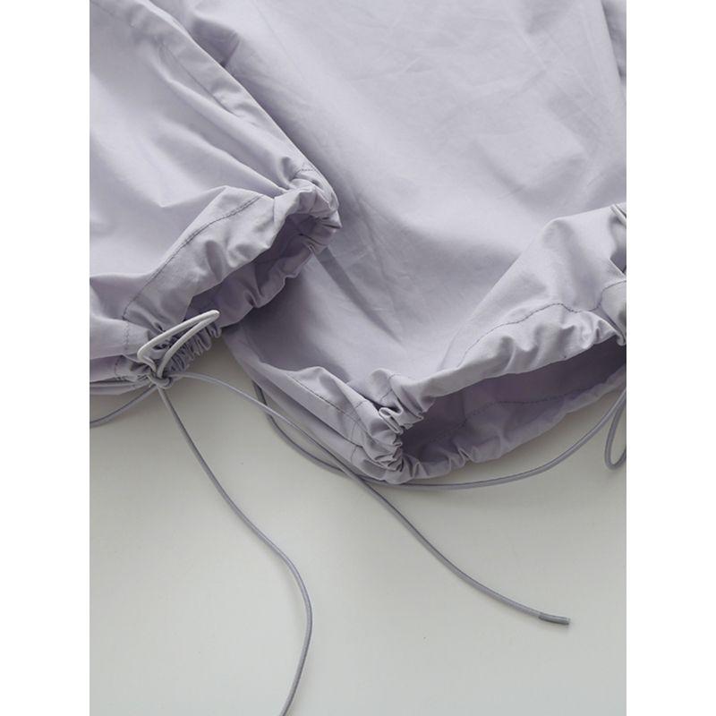 Kaslead Fashion Style Elastic Waistband Lace-up Casual Pants