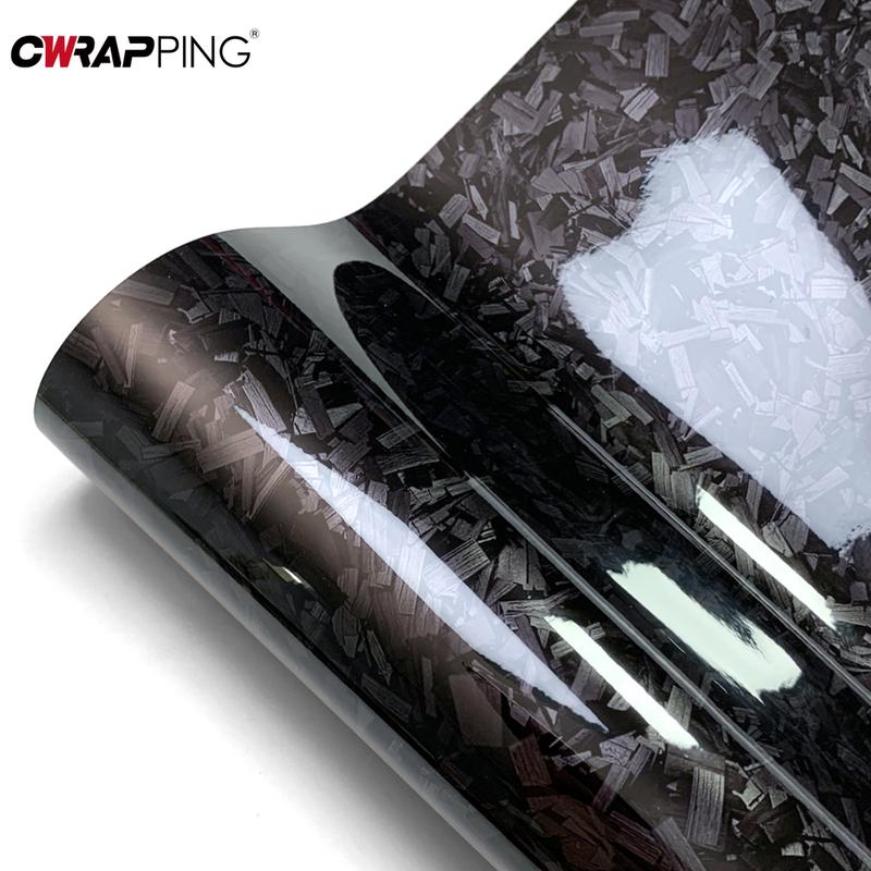Carbon Fiber Warp Glossy Black Car Film Vinyl Auto Tuning Forged Carbon Fiber Vinyl Wrap Decals Car Stickers for Car Accessories