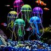 Set of 2 Glow-in-the-Dark Realistic Jellyfish Aquarium Decorations - Multicolored fluorescent floating aquarium ornaments.