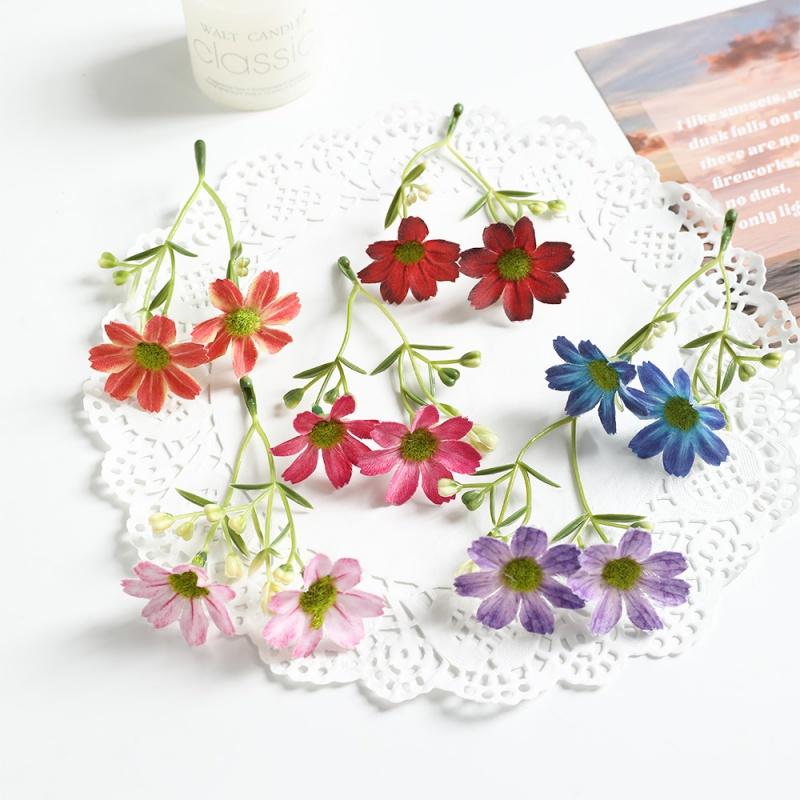 10Pcs 10cm Artificial Daisy Flower Head Fake Flower Home Room Decor Wedding Decoration DIY Garland Bouquet Christmas Accessories