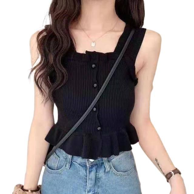 Plus Size Knit Ribbed Cami Tank Top for Curvy Women - Sleeveless Cropped Summer Outerwear