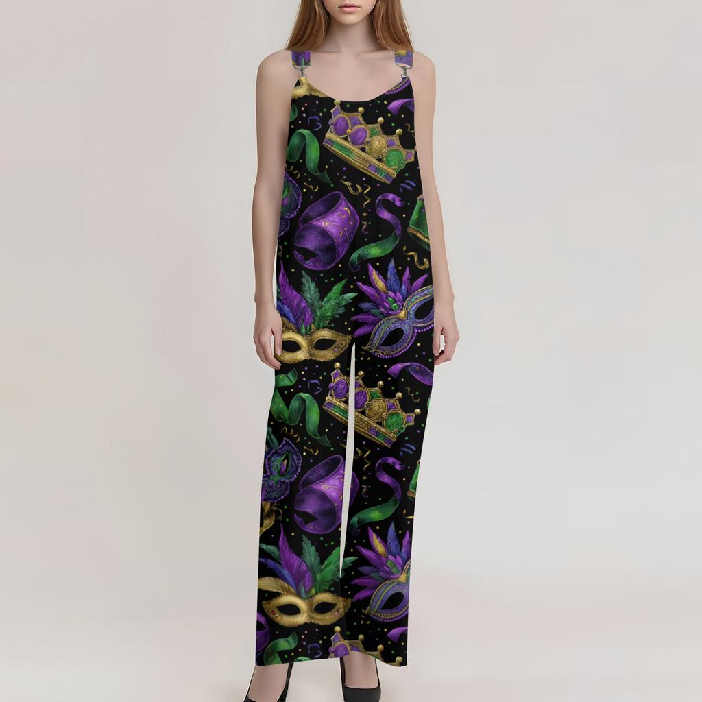 Damskie Ogrodniczki Wzór Vintage Kombinezon (Nieregulowane paski)