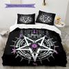 Satan Symbol Pattern Bedding,Quilt Set Quilt Cover Pillowcase Home Birthday Gift (1 * Duvet Cover + 2 * Pillowcase, Without Core)