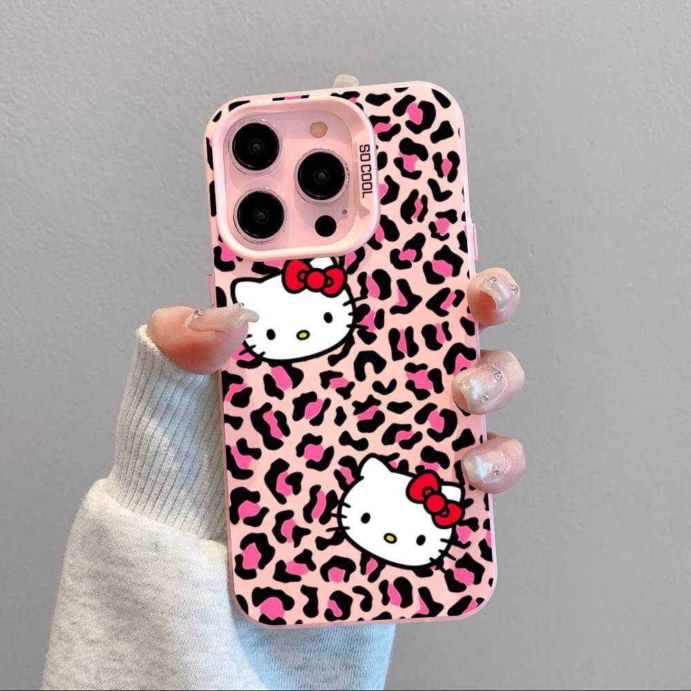 Leopard Hello Kitty Phone Case For IPhone 17 16 15 11 12 13 14 Pro Max 16 Plus 12 Mini 7 8 XR XS 15Pro MAX Cove