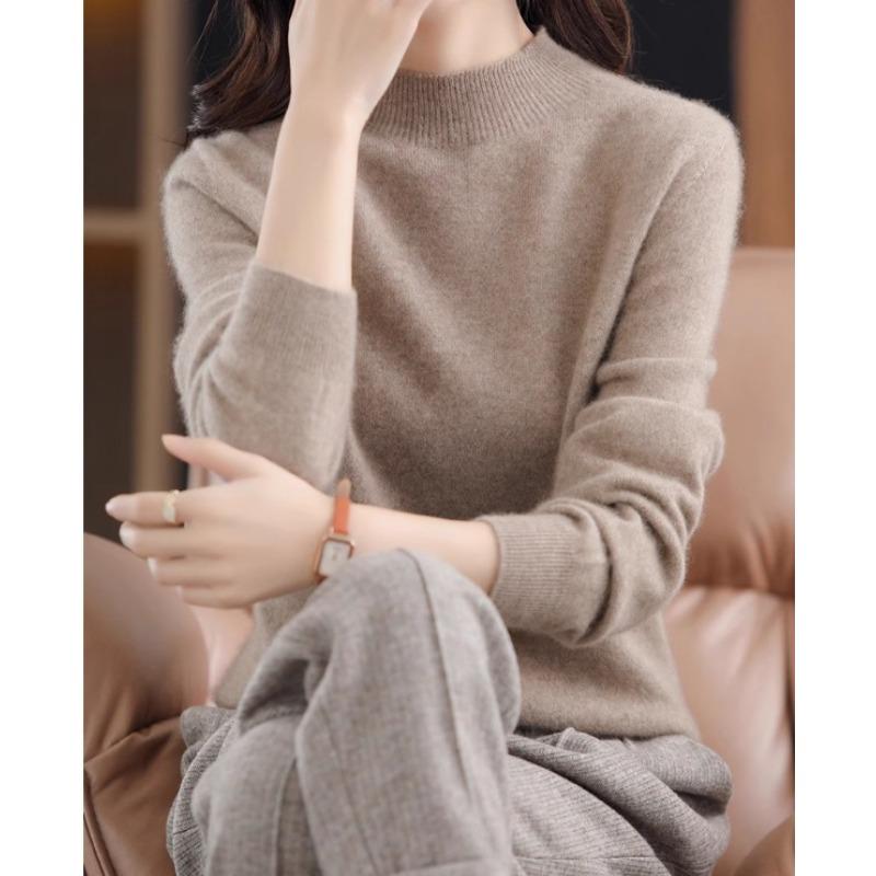 Women's Pullover Sweater Autumn/winter Half High Neck Loose Pullover Slim Base Sweater