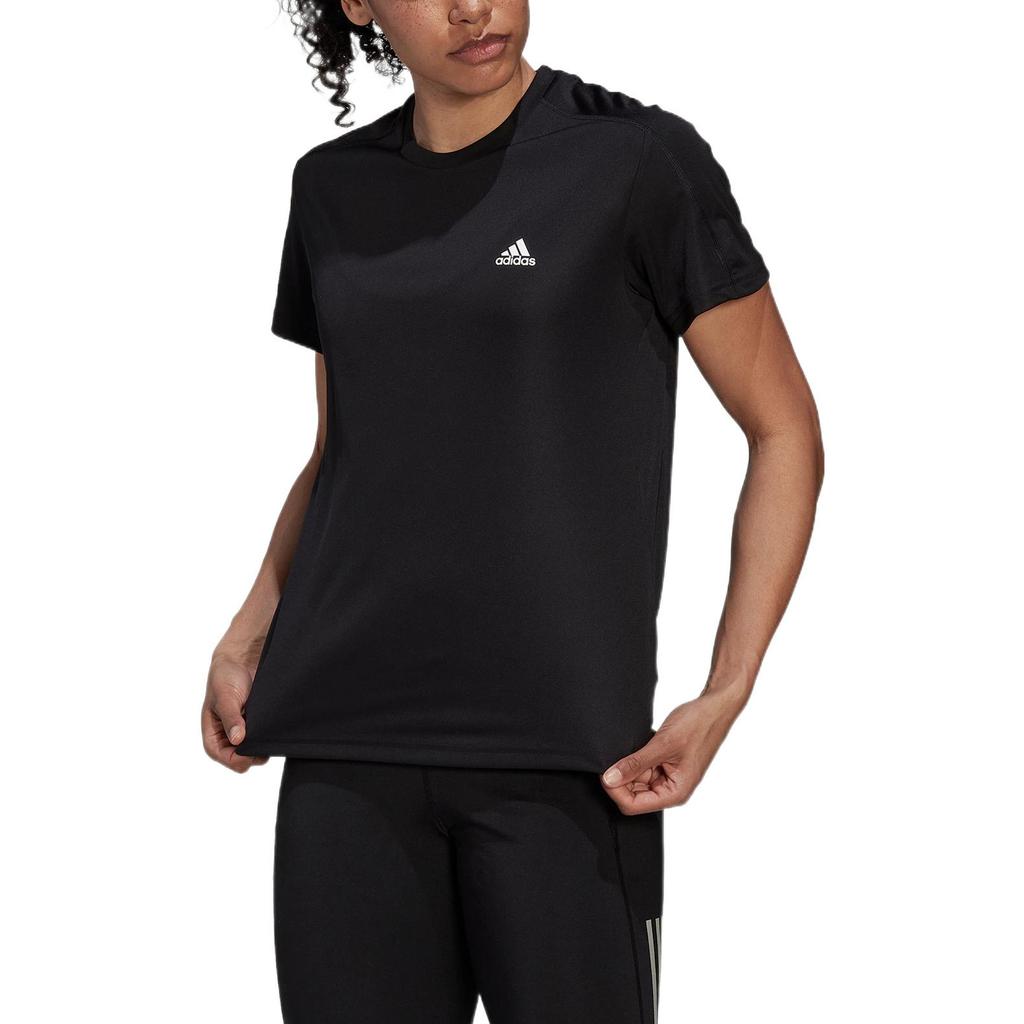Adidas Run It Tee With Solid Print Logo Women Tops Black HL1455