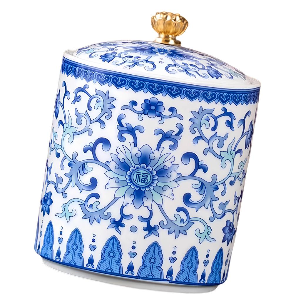 Ceramic Storage Jar Multifunctional Tea Salt Candy Canister Storage Container with Airtight Lid for Cooking