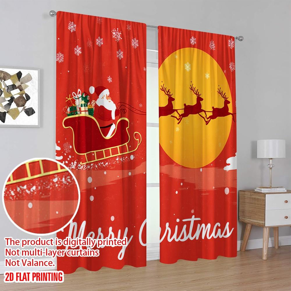 2 st, 2D-plantryckta Rullgardiner Gardiner Livfull Jultomte med Renar Polyestertyg (utan spö) Dekorationer Utomhus