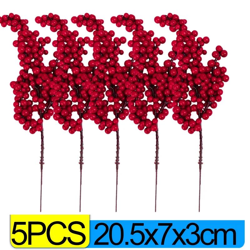 60/1 Stück Weihnachten Rote Beeren Zweige Künstliche Stechpalmenbeeren Staubgefäße Pflanzen Blumen Kranz Ornamente Weihnachtsbaum Party Hausdekoration