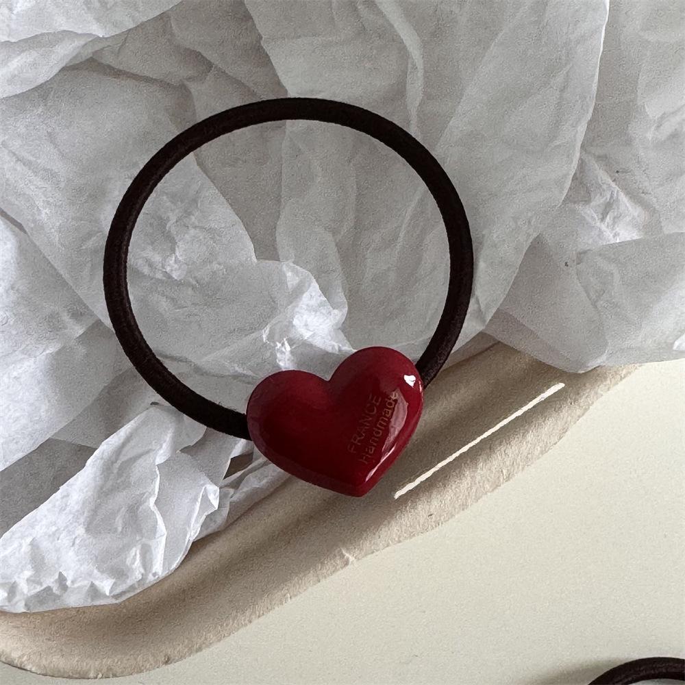 Gold Label Heart-Shaped Acetate Candy Color Hair Tie - High Elasticity, Cute High Ponytail Rubber Band