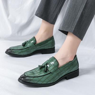 Fashion British Luxury New Designer Alligator Pattern Tassels Formal Shoes For Men Dress Wedding Prom Homecoming Zapatillas Hombre