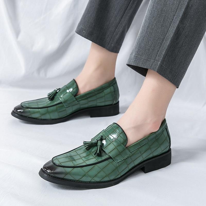 Fashion British Luxury New Designer Alligator Pattern Tassels Formal Shoes For Men Dress Wedding Prom Homecoming Zapatillas Hombre