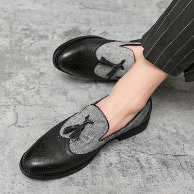 2024 Autumn Men's British Retro Brogue Tassel Leather Loafers