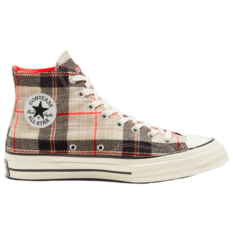 Converse All Star Plaid Chuck 1970s Round-toe Lace-up High-Top Canvas Shoes Unisex Off-White