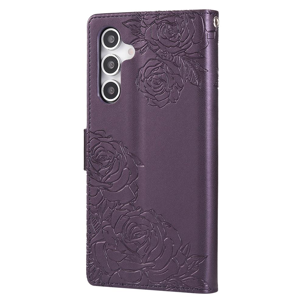 For Samsung Galaxy A16 4G/5G Case Rose Flower Wallet PU Leather Phone Cover with 3 Card Slots