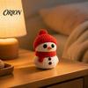 Decorative Snowman Statue 3D Printed Knitted Figurine, Christmas with Red Knit Seasonal Shelf Ornament Hat and Scarf, Mini Sculpture for Holiday Desk