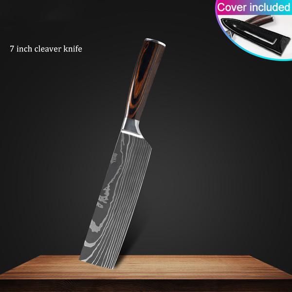 

Кухонные ножи из нержавеющей стали7CR17 440C, лазерный дамасский японский нож Santoku, универсальный нож шеф-повара для нарезки