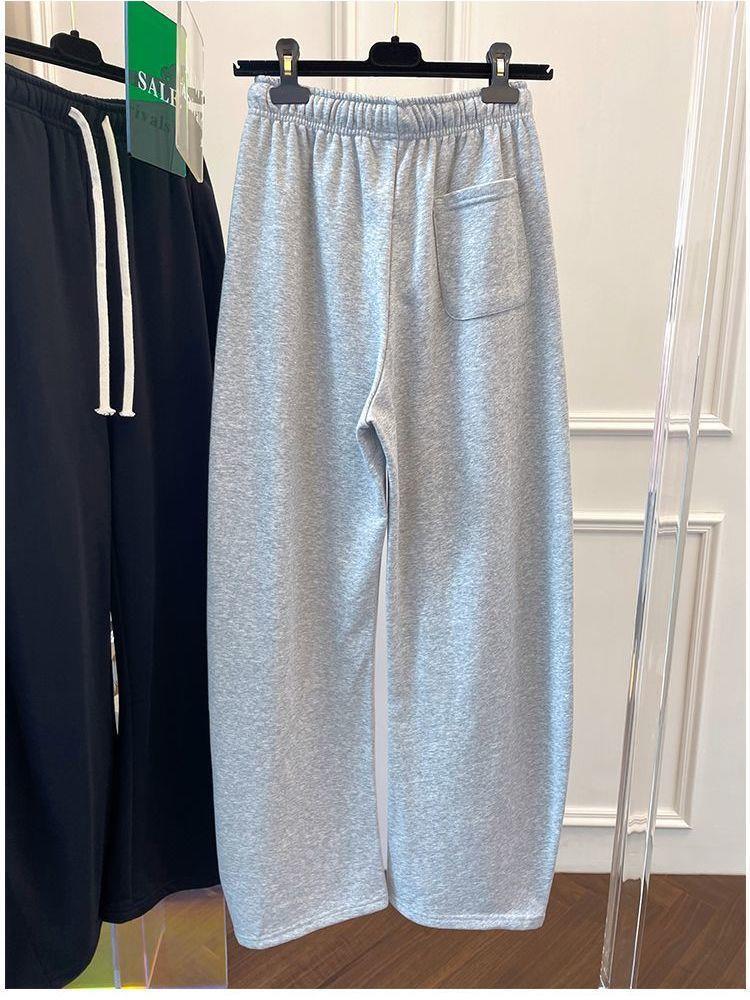 Spring Gray High-Waisted Casual Women's Wide-Leg Sweatpants