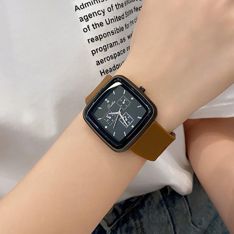 Big Dial Trend Fashion Watch Femininity Square Watch Glue Strap Neutral Women's Watch