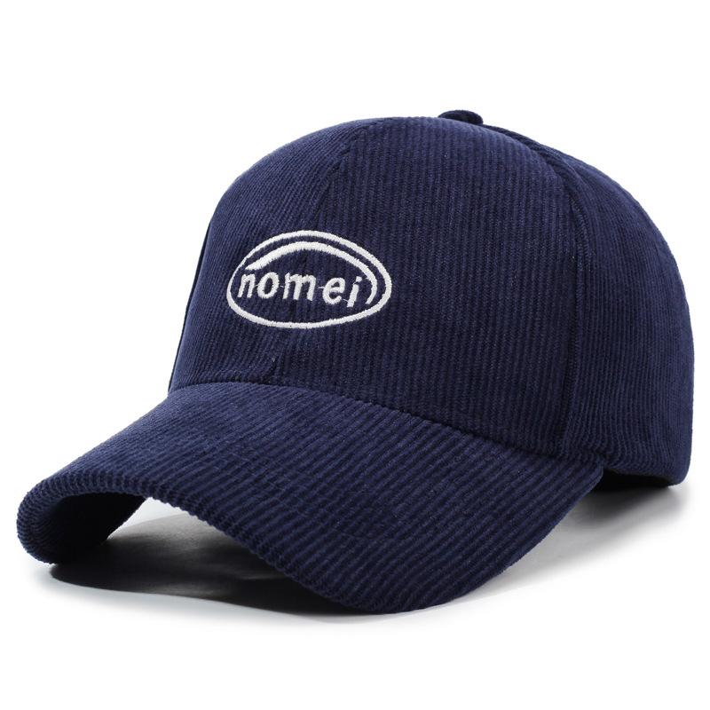 Corduroy Cap Letter Embroidery Baseball Cap for Men Women Outdoor Cap