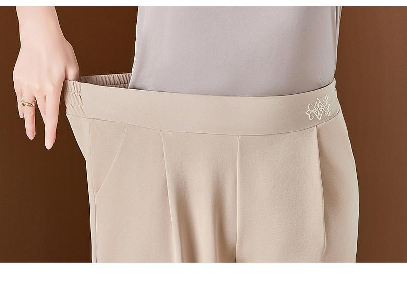 2026 Ice Silk Summer Pants: Lightweight, Versatile, Straight-Leg, Nine-Tenths Length for Middle-Aged and Elderly Women
