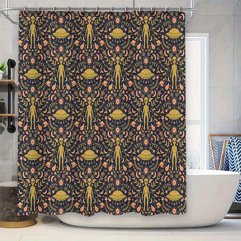 

Floral Galaxy Shower Curtain Space Universe Stars Celestial Pattern Bathroom Decor Home W60H190(CM)-1 Pcs