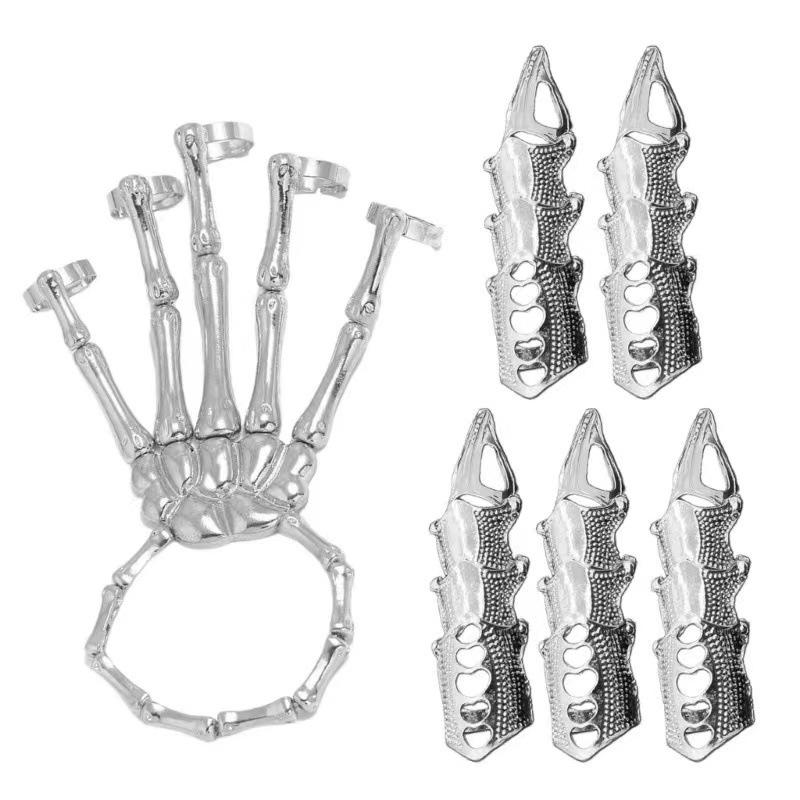 Harajuku Dark Tech Bionische Roboterhandschuhe mit verstellbaren Rüstungsringen