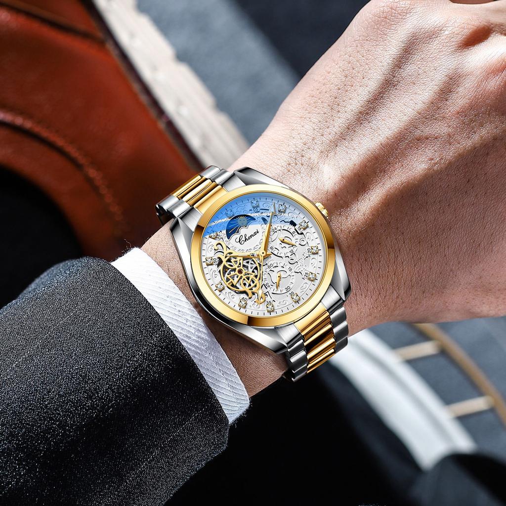 New TOP Brand Luxury Men's Watch With Box Waterproof Sunrise Moon Star Automatic Men's Mechanical Watches