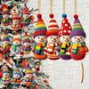 12 Pcs Wooden Snowman Christmas Tree Ornament 2D Flat Xmas Tree Hanging Pendant Happy New Year Home Diy Wall Fireplace Decor