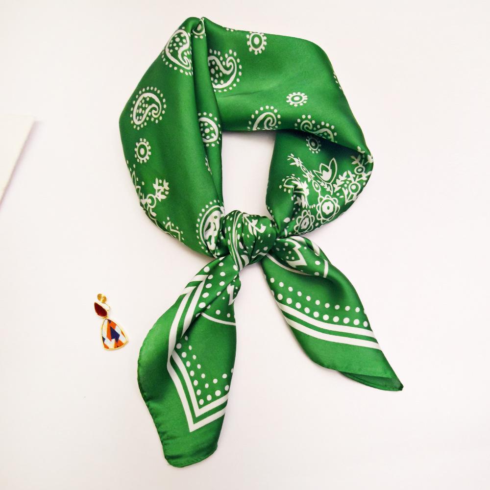 Small 70cm Sunflower Print Silk Satin Square Scarf for Women - Versatile and High-End Accessory