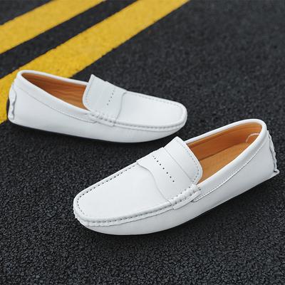 Men's Penny Loafers Moccasins Casual Leather Shoes Round Toe Soft Soled Non-slip Lazy Flats Shoes Vacation Shoes