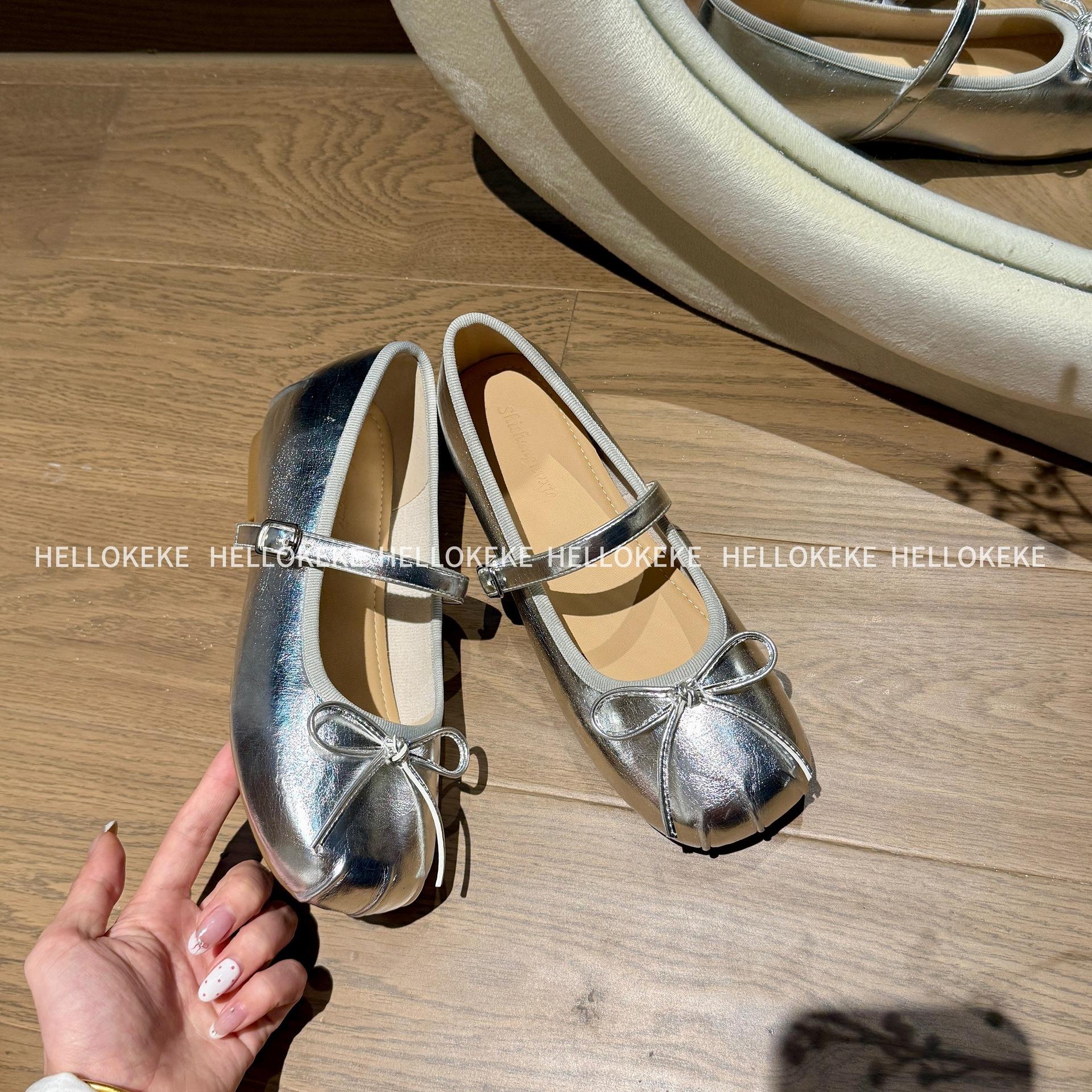 

Super soft shallow mouth flat bottom Mary Jane shoes women s 2025 summer breathable bow one word buckle with ballet dancing shoes 40