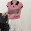 Spring New Style Turn Down Collar Polo Shirt Top, Short Sleeved Knit Shirt, Base Shirt, Temporation Popularity Top