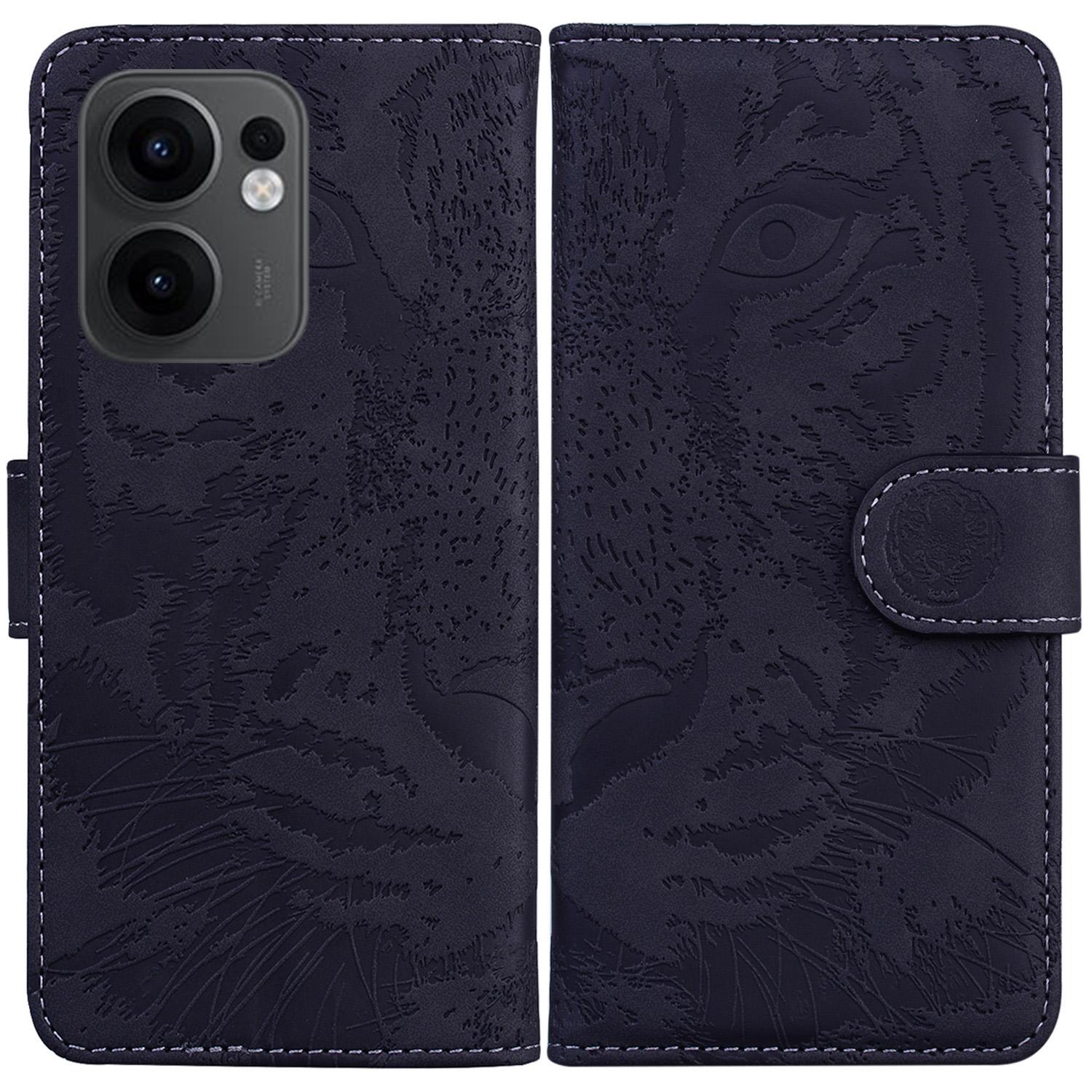 

For Oppo Reno13 F 5G (Reno 13 FS 5G)/4G Case Tiger Imprint Leather Wallet Phone Cover A