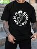 S Robustes Schwarzes T-Shirt mit Weißem Chinesischem Schriftzeichen Schädel & SPN Logo - Punkmetal Stil Kurzarm Rundhals Freizeitshirt